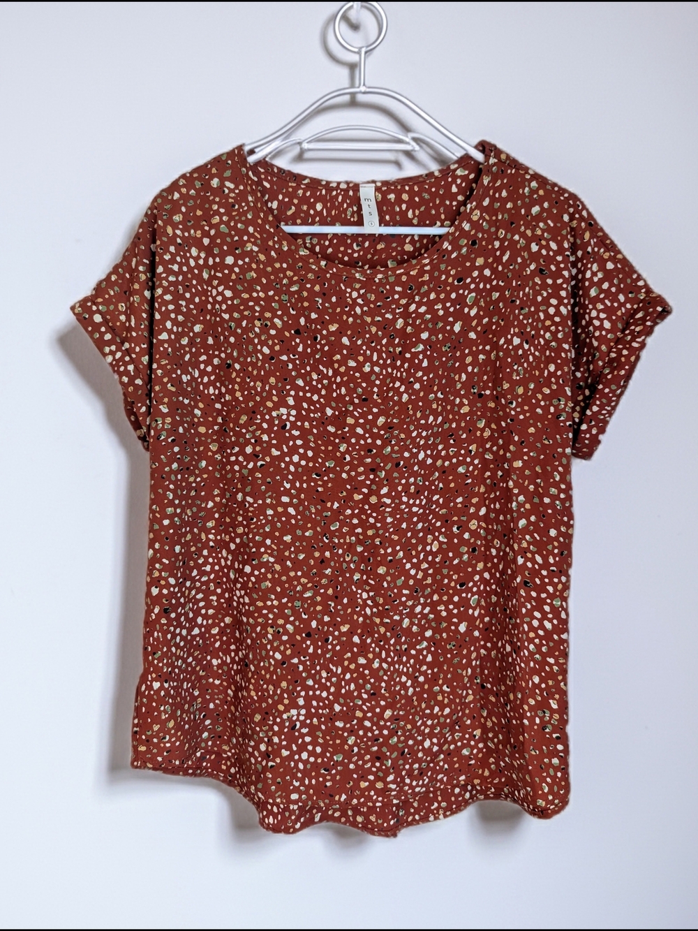 NWOT mts Rust Speckled Short Sleeve Blouse- Small